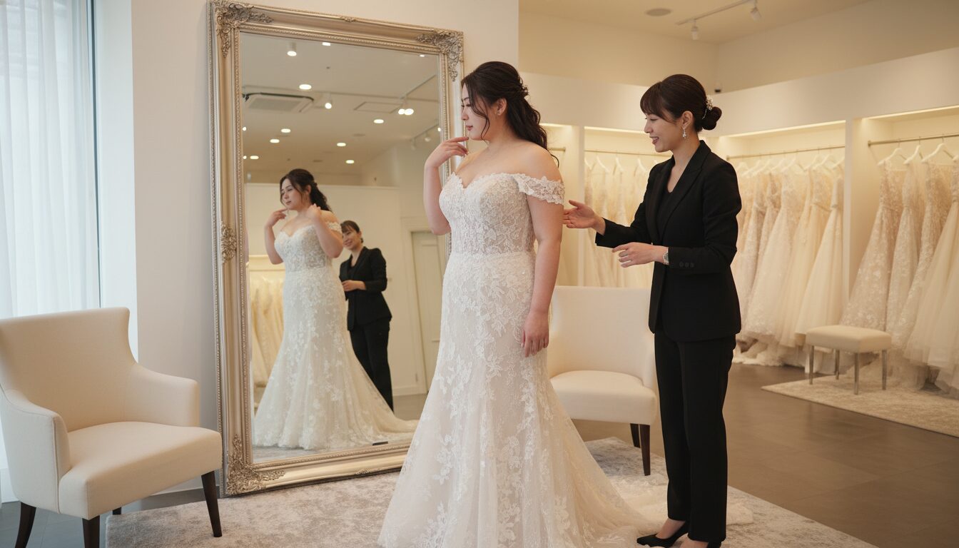 ぽっちゃり花嫁向けのドレス選び。追加料金なしで細見えするデザイン - 3