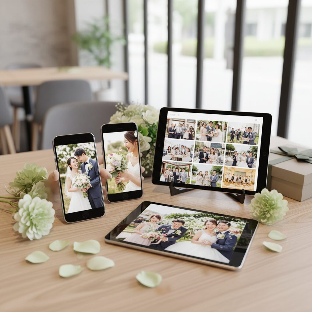 結婚式の写真共有はどうする？LINEや無料アプリを使った簡単な方法 アイキャッチ