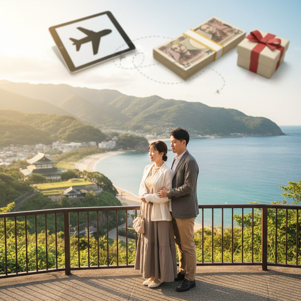 国内ハネムーンを贅沢＆格安に！マイルやふるさと納税の活用術 アイキャッチ