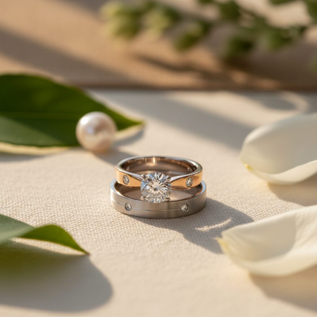 結婚指輪と婚約指輪の重ね付けでお得に！セットリングのメリット アイキャッチ